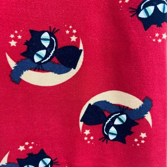 LULAROE Black Cat on the Moon Leggings Red Stretchy Super Soft Women's One‎ Size - Picture 4 of 7